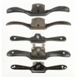 Five spokeshaves by RECORD or STANLEY G+