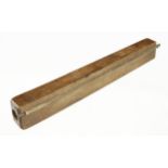 A most unusual 11 3/4" x 1 1/2" x 1" boxwood rule probably 17c The face with a brass log slide,