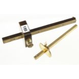 A 8" brass marking gauge and a 10" rosewood and brass mortice gauge G++