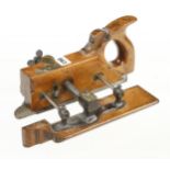 A handled KIMBERLEY Patent plough plane with skate front and orig wing nut adjuster G+