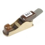 A steel soled gunmetal NORRIS No 32 thumb plane with orig Norris iron and replaced mahogany wedge