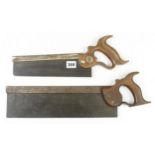 A 14" b/b tenon saw by MOULSON and a 10" d/t saw by DISSTON G+