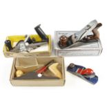 A STANLEY RB101 rebate plane, an ACORN No 4, a SILVER LINE No 4 and a block plane all in orig