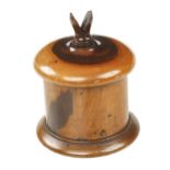 An unusual large treen screwtop lignum pot with screw in finial 6" x 8"h. nice quality G+