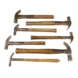 Seven strapped hammers with orig handles G