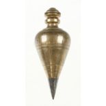 A fine 2 1/2lbs 6" steel tipped brass plumb bob with double knurled screw G+