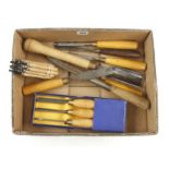 A 1/2" mortice lock chisel by SORBY and 9 other chisels and gouges G+