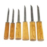 Six mortice chisels 1/8" to 1/2" (5 by SORBY) G++