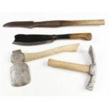 A hand adze, axe, billhook and slasher G