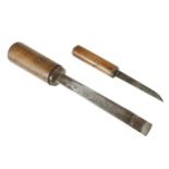 The largest and the smallest mortice chisels we have offered a 1" by MARPLES and another 3/32" G+