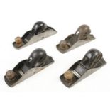 A STANLEY No 130 block plane and 3 No 110 planes G+