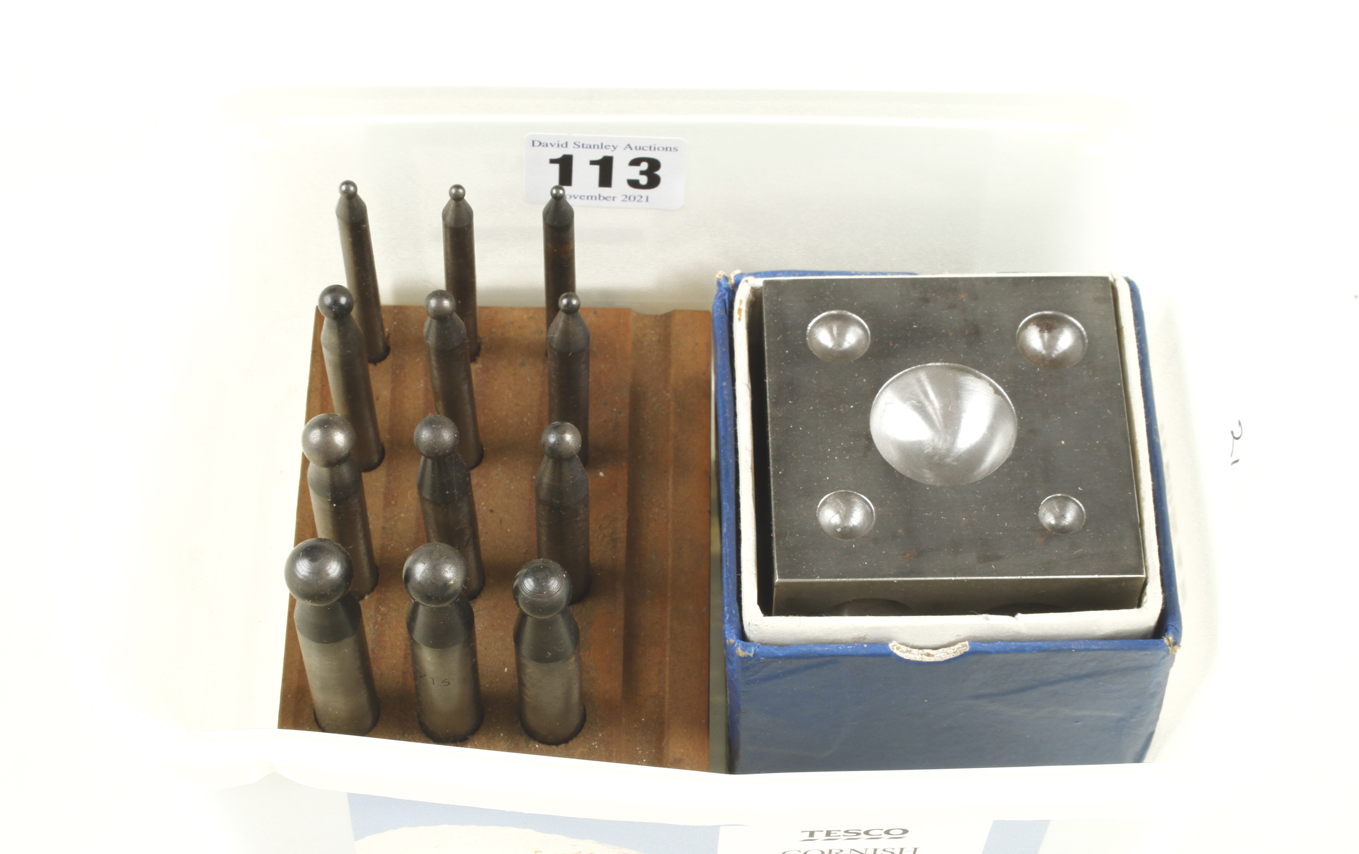 A steel doming block in orig box and 12 dome punches G+ - Image 3 of 4