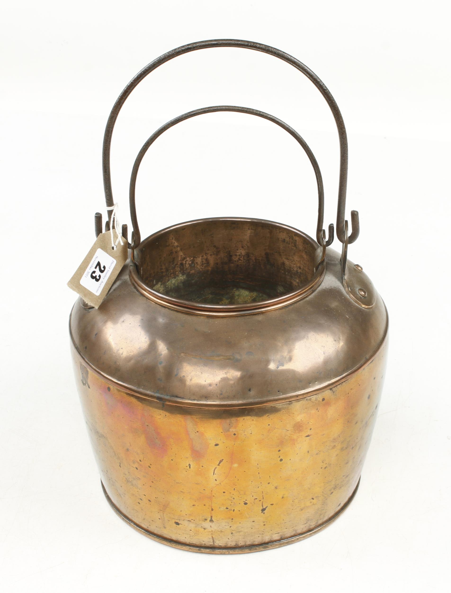 A large copper glue pot 10" dia. G+