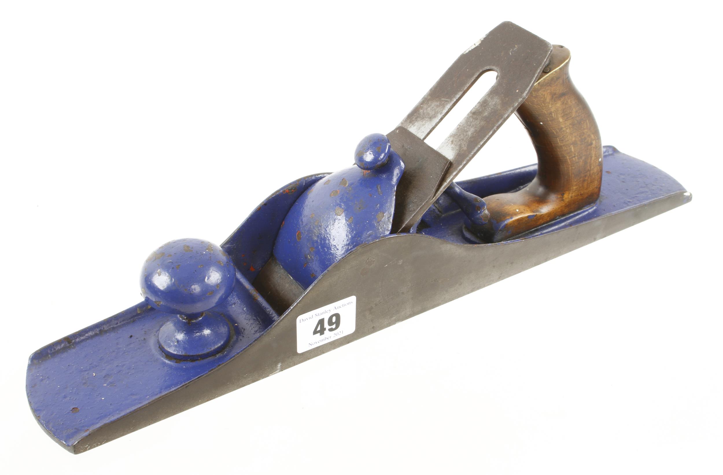 A rare adjustable jack plane by METALLIC PLANE Co USA with adjustable mouth and corrugated sole,
