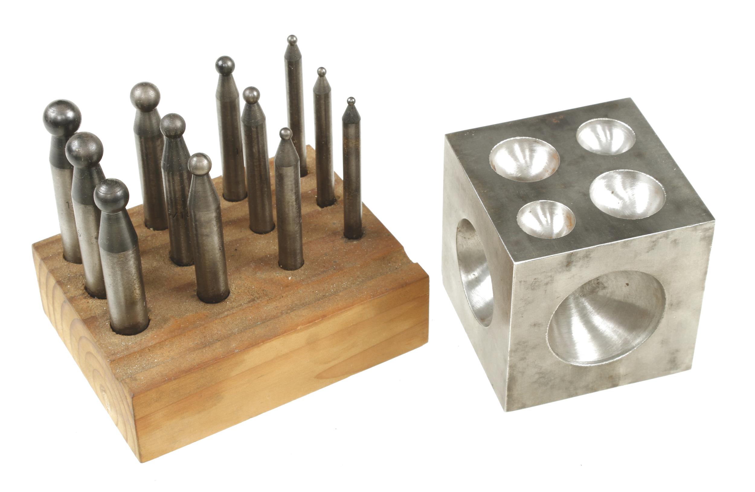 A steel doming block in orig box and 12 dome punches G+ - Image 2 of 4