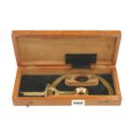 A brass vernier protractor marked S & S with Broad arrow in orig box G+