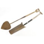 A turfing spade by BRADES and another curved spade G+