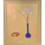 Rosina ROGERS (2018 - 2011) Iris in a Blue Vase Oil on canvas Monogrammed 60 x 50cm