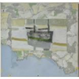 Michael UPTON (1938-2002)Map Boat, Mounts BayOil and collage on board Signed Estate label to verso