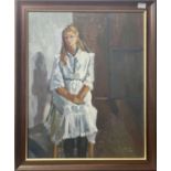 Moreen MOSS (1927-2012) Girl in a White Dress Oil on Canvas Signed 50 x 40cmCondition report: This