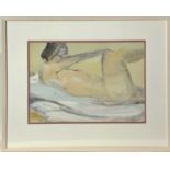 Reg WATKISS (1933)Reclining Nude Mixed media Signed and dated '72 30 x 41cm