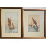 Frederick MASSEY Fishing LuggerWatercolour Initialled 27 x 17cmTogether with another watercolour '