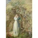 Frederick James SHIELDS (1833-1911) Watering the garden Watercolour Signed 34 x 23cmCondition