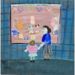 Dora HOLZHANDLER (1928-2015)Window ShoppingGouache on paperSigned and dated '96Paper size 29 x