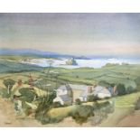 Ken SYMONDS (1927-2010)Farm near Ding Dong (View of St Michaels Mount and Mounts Bay)Watercolour