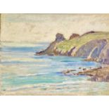 Elizabeth Lamorna KERR (1905-1990)Cliffs at Nanjizal Beach Oil on board Signed Inscribed to verso 27