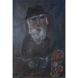 Dora HOLZHANDLER (1928-2015)Bearded Man and Flowers Pastel on black sugar paperSigned and dated