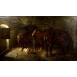 Wouterus I VERSCHUUR (1812-1874)Horses in a Stable Oil on canvas Indistinctly signed Remanence of