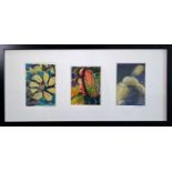 Ray BARRY (1931)Untitled Mixed mediaThree works framed together Each signed Frame size 26 x 52.5cm