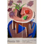 David HOCKNEY (1937)A Fiesta 88Exhibition poster for Fiesta - June 1988, Bradford63 x