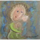 Dora HOLZHANDLER (1928-2015)Mother and Babies EmbracePastel on paper Signed and dated '93Paper