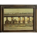 Lachlan Portuguese railway viaduct Oil on board together with two other post-war oils
