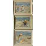 C H BAGNOLI A group of three oils Each signed Beach scenes with figures The largest 29 x 37cm View