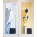 Don HUGHES (1933)Flowers in a vaseOil on canvas Signed 76 x 26cmTogether with a similar still life