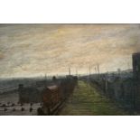 J LITTLE Miles Platting, Manchester Oil on panel Artist's label to verso 42 x 61cmCondition