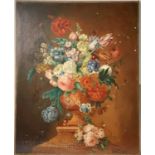 G A PUMFREY Flowers in an Urn Oil on canvas lined Signed 75 x 60cmCondition report: Some dirt to the