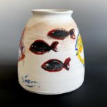 Simeon STAFFORD (1956)FishA painted ceramic vaseSigned Height 18.5cmCondition report: No condition