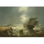 George KNIGHT (XIX) A Lugger in Moonlight oil on canvas Signed 25 x 35cmCondition report: There