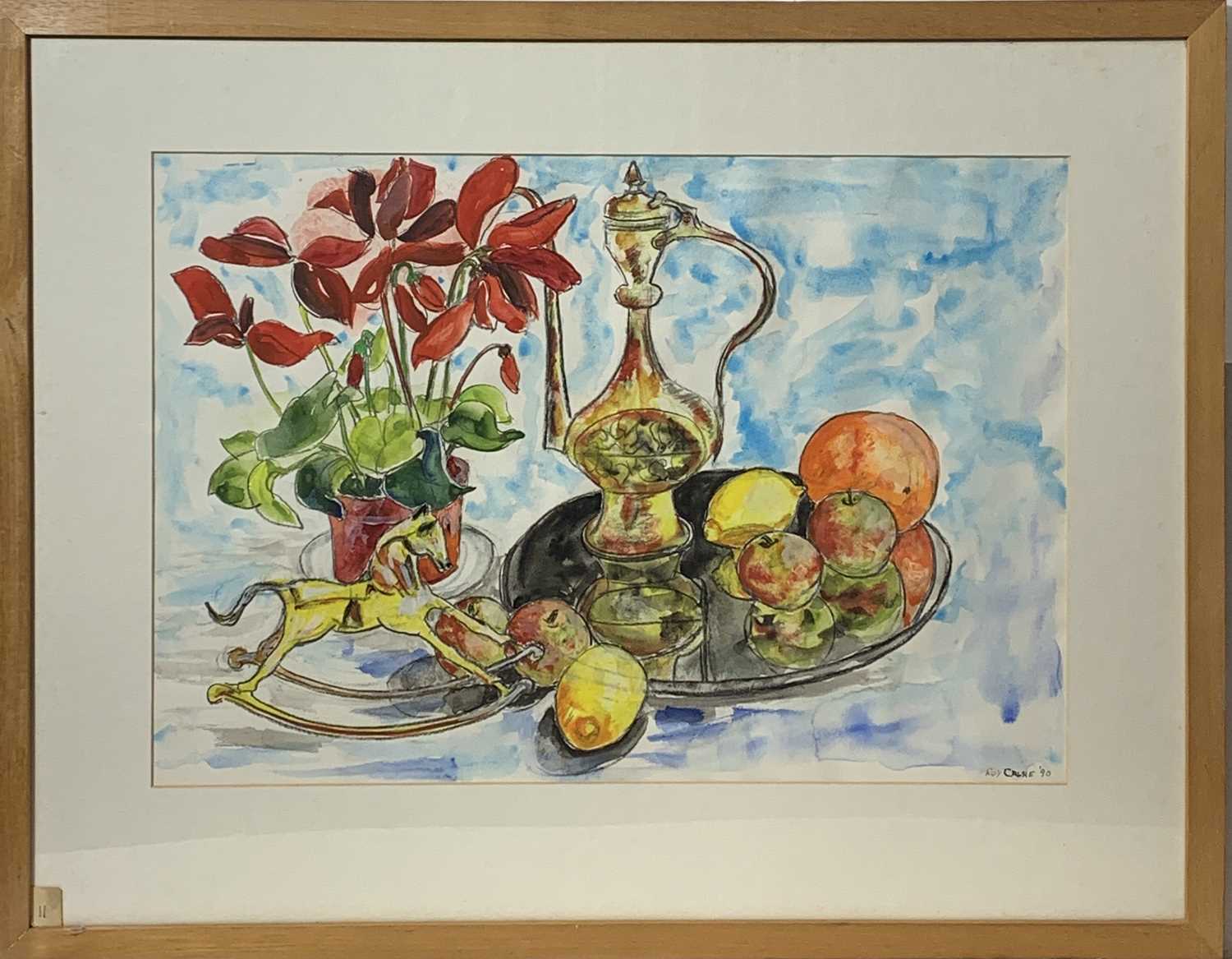 Professor Sir Roy CALNE Still life Watercolour Signed and dated '90 38 x 55cm