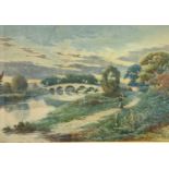 F BALL Landscape watercolour Signed and dated (18)91 25 x 36cm Together with an early 19th century