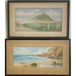 Herbert Harding BINGLEY (1841-1920)Corish Coastal Scene Watercolour Signed 12 x 27cmTogether with