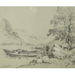 James Duffield HARDING (c.1797/98-1863) Italian Lake Pencil drawing heightened with a little