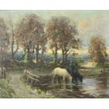 Arthur MEADE (1863-1942) September Evening Oil on canvas Signed ROI Exhibition Label to verso 25 x
