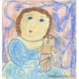 Dora HOLZHANDLER (1928-2015)Mother and ChildPastel on paper Signed and dated '89Paper size 24 x