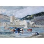 Leonard RICHMOND(Attrib.)(1889-1965) Launching a dingy Watercolour 25.5 x 35cm