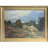 William Thornton BROCKLEBANK (1882-1970) Shepherd and cottages Oil on canvas laid down Signed 24 x